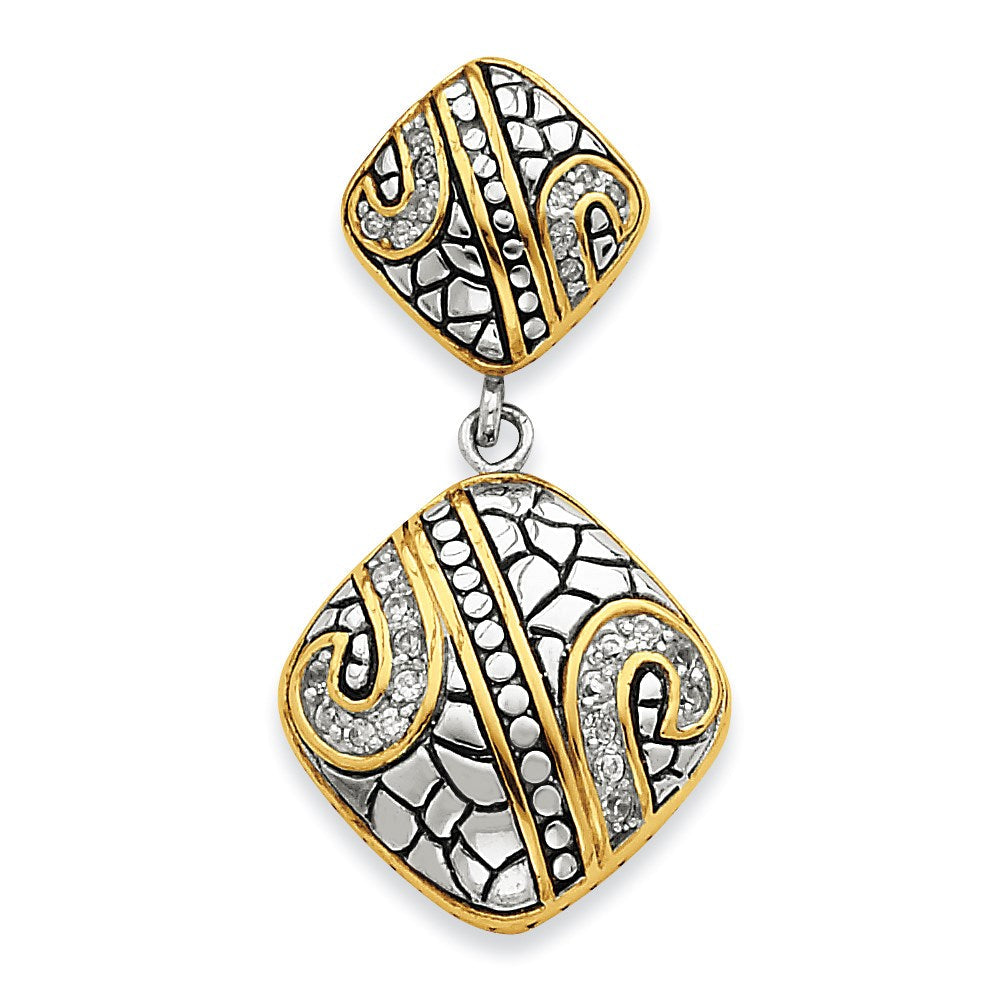 Sterlingsilber Gold-plate Antikisiert Zirkonia Hängend Anhänger