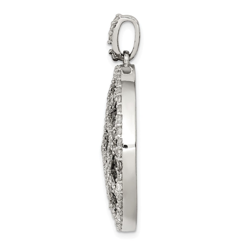 Sterlingsilber Rhodiniert Poliert Schwarz/white Zirkonia Checkered Kreis Anhänger