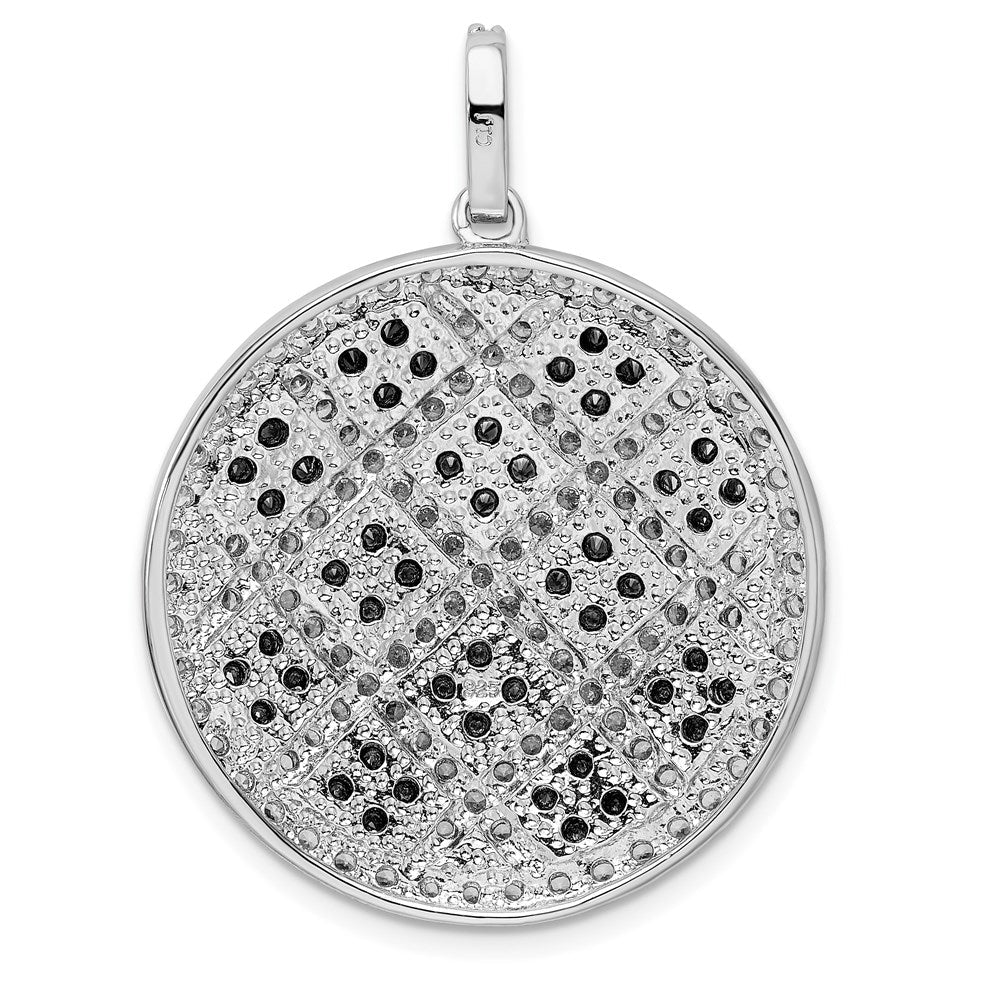 Sterlingsilber Rhodiniert Poliert Schwarz/white Zirkonia Checkered Kreis Anhänger