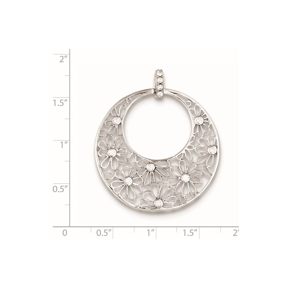 Sterlingsilber Ausgeschnitten Blumen und Zirkonia Kreis Anhänger