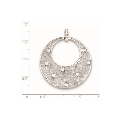 Sterlingsilber Ausgeschnitten Blumen und Zirkonia Kreis Anhänger
