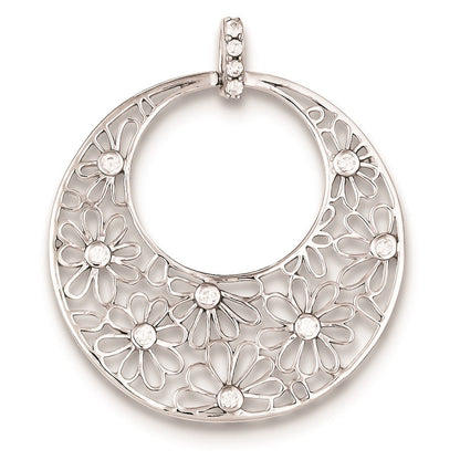 Sterlingsilber Ausgeschnitten Blumen und Zirkonia Kreis Anhänger