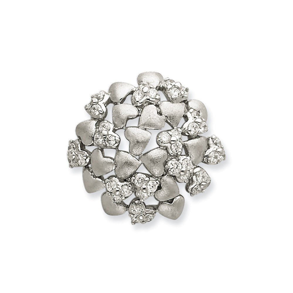 Sterlingsilber Satiniert & Zirkonia Herzen Anhänger
