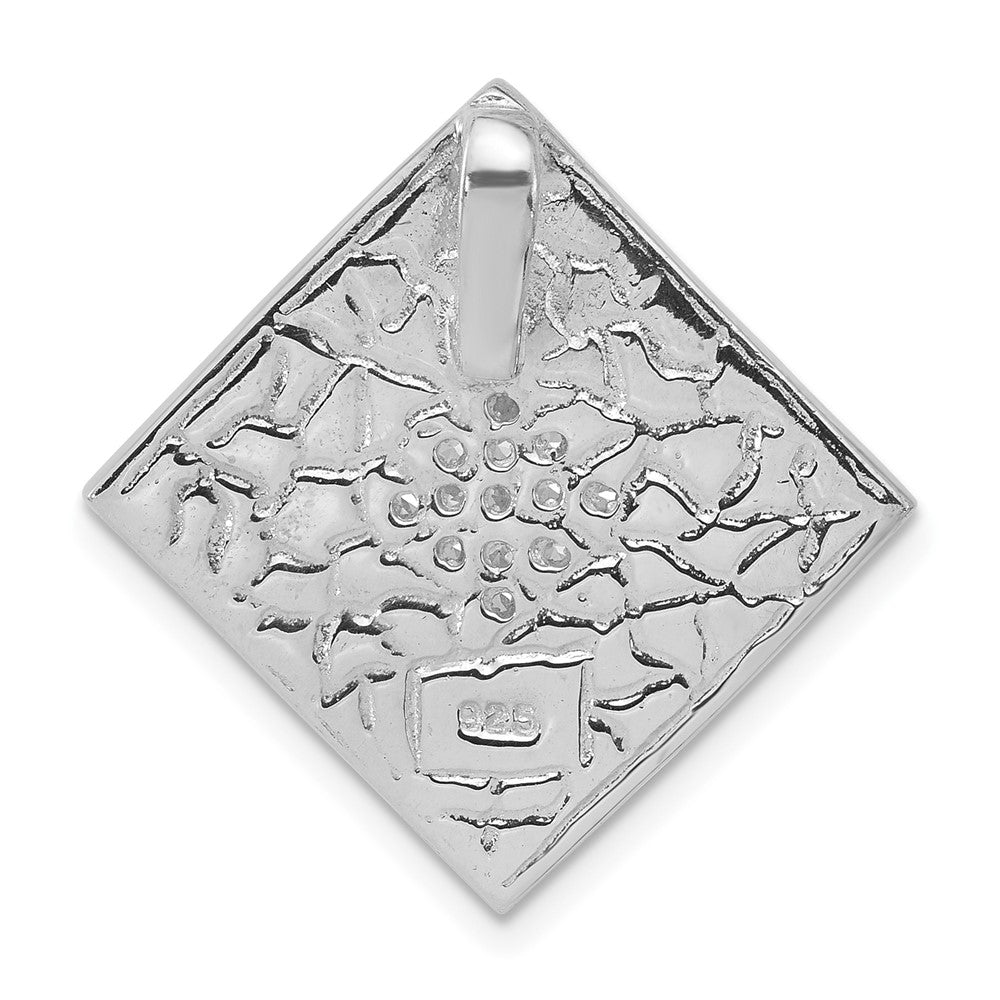 Sterlingsilber Poliert und Weiß Emailliert Zirkonia Kette Anhänger