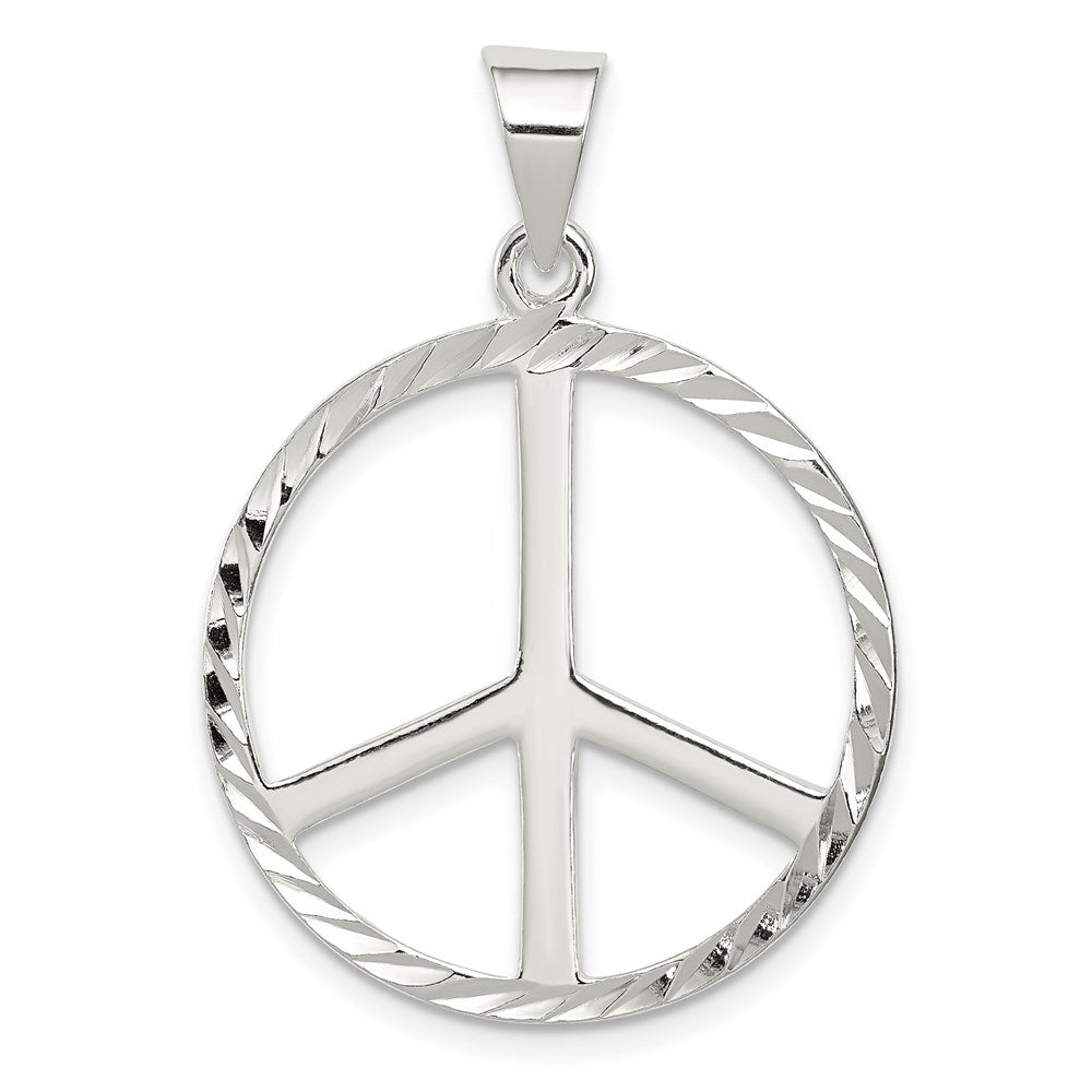 Sterlingsilber Diamantiert Frieden Symbol Anhänger