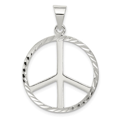 Sterlingsilber Diamantiert Frieden Symbol Anhänger