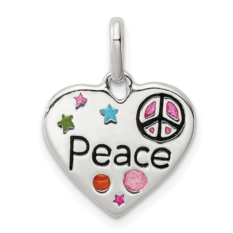 Sterlingsilber Emaille Herz Frieden Charm