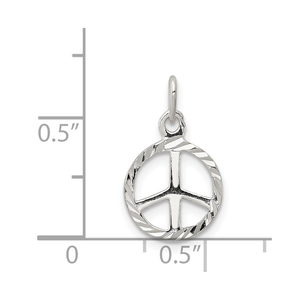 Sterlingsilber Diamantiert Frieden Zeichen Symbol Charm