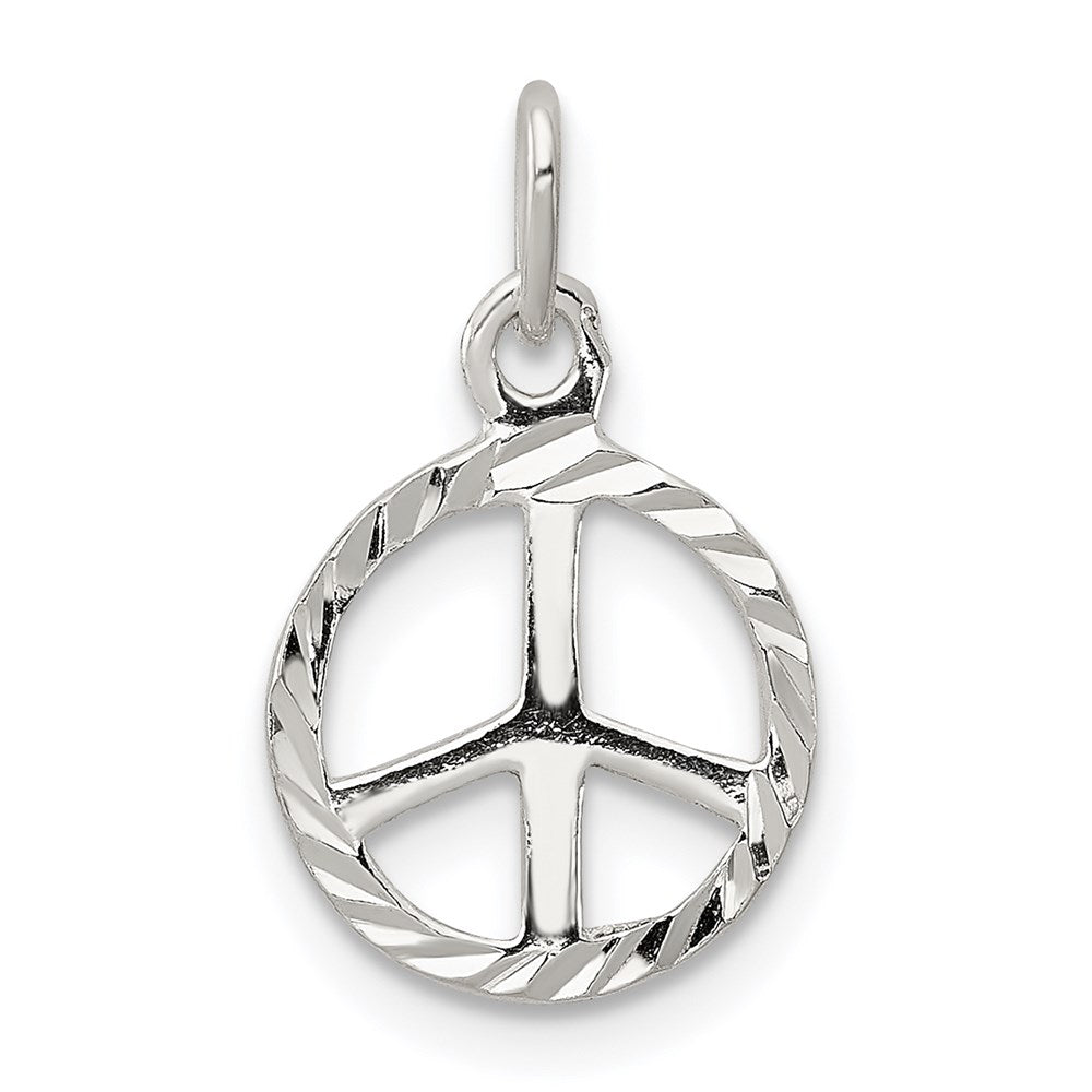 Sterlingsilber Diamantiert Frieden Zeichen Symbol Charm