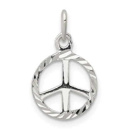 Sterlingsilber Diamantiert Frieden Zeichen Symbol Charm