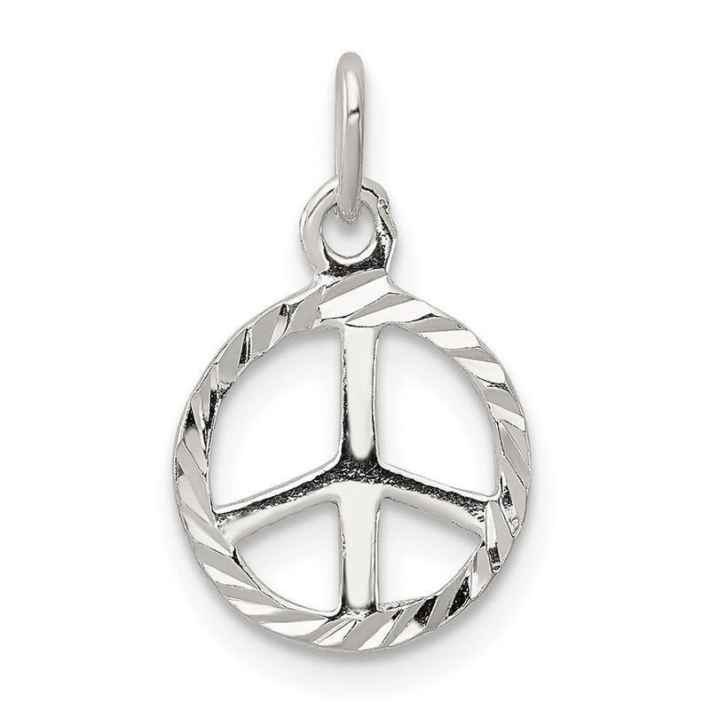 Sterlingsilber Diamantiert Frieden Zeichen Symbol Charm