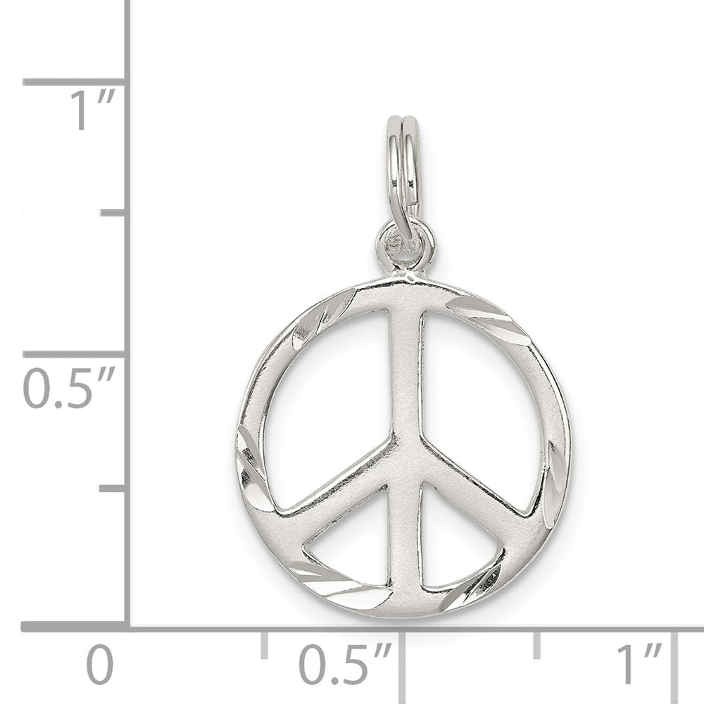 Sterlingsilber Diamantiert Frieden Symbol Charm