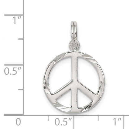 Sterlingsilber Diamantiert Frieden Symbol Charm