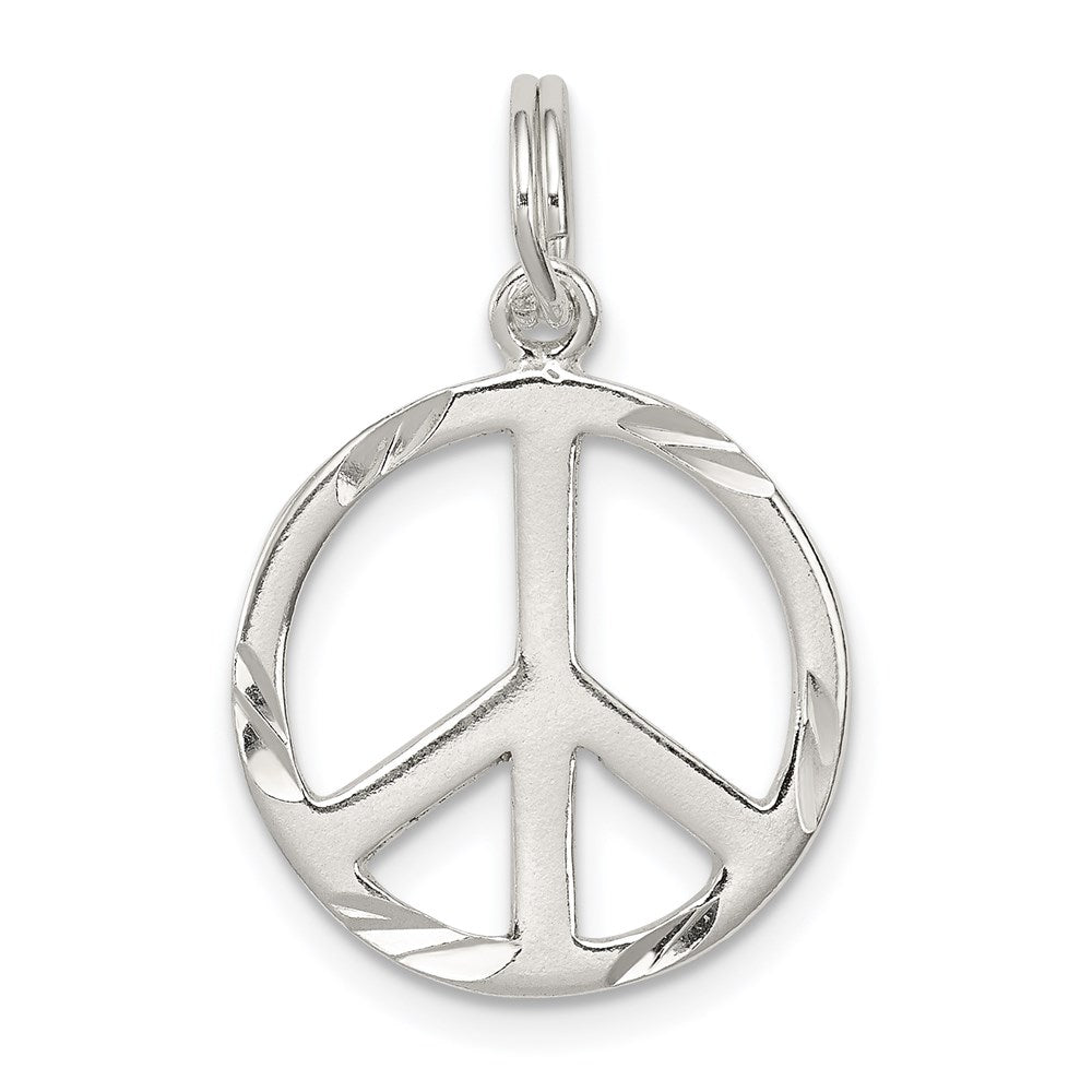 Sterlingsilber Diamantiert Frieden Symbol Charm