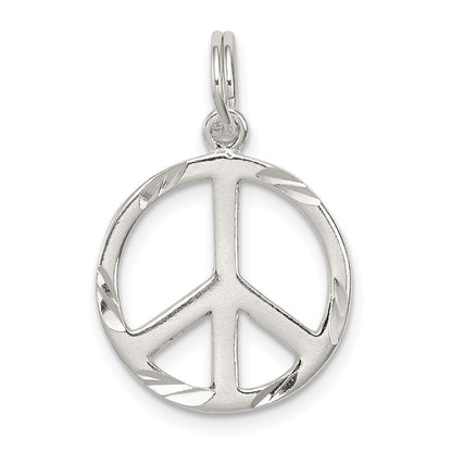 Sterlingsilber Diamantiert Frieden Symbol Charm