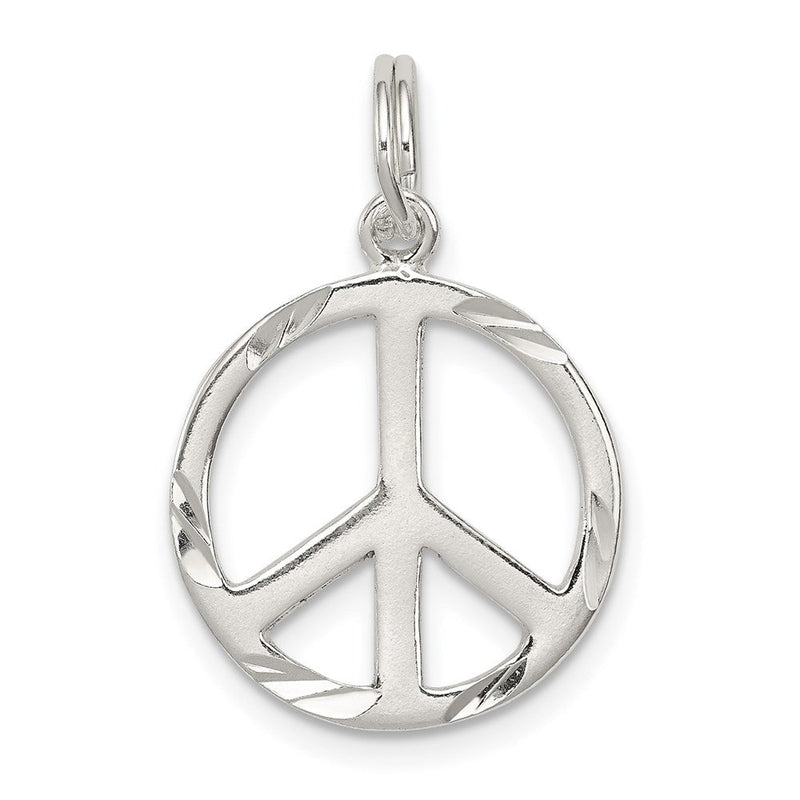 Sterlingsilber Diamantiert Frieden Symbol Charm