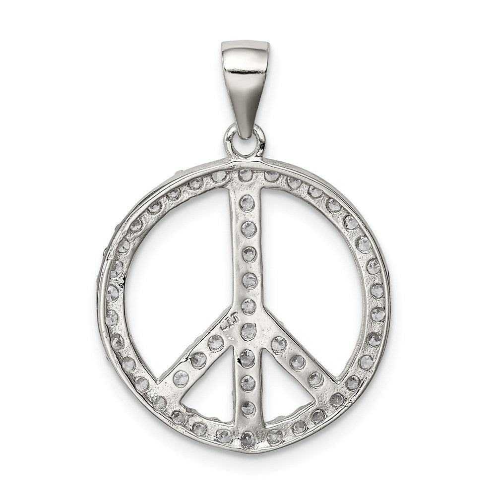 Sterlingsilber Rhodiniert Zirkonia Frieden Symbol Anhänger