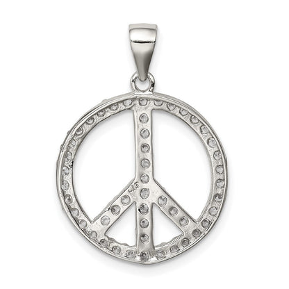Sterlingsilber Rhodiniert Zirkonia Frieden Symbol Anhänger
