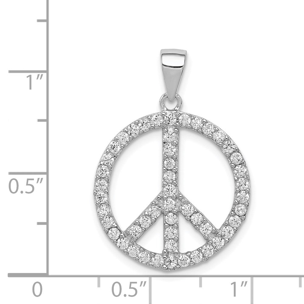 Sterlingsilber Rhodiniert Zirkonia Frieden Symbol Anhänger