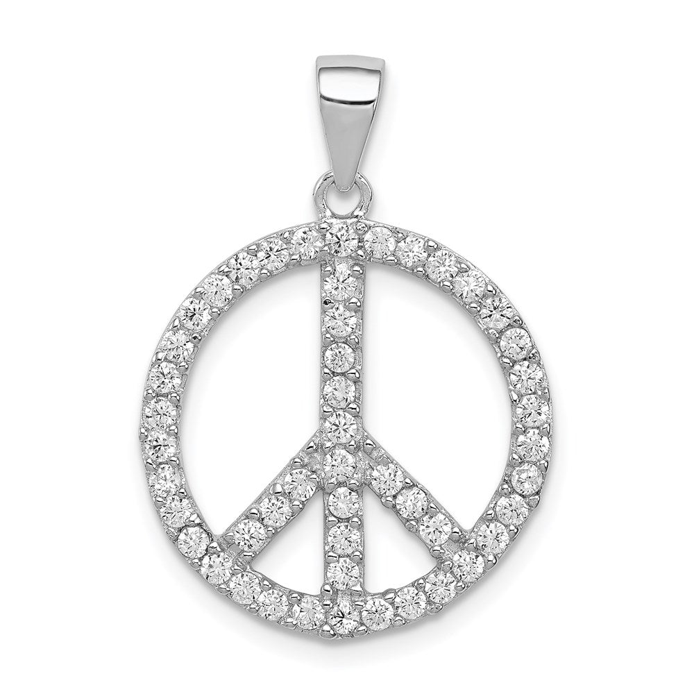 Sterlingsilber Rhodiniert Zirkonia Frieden Symbol Anhänger