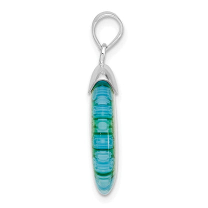Sterlingsilber Multicolored Glas Poliert Kreis Anhänger
