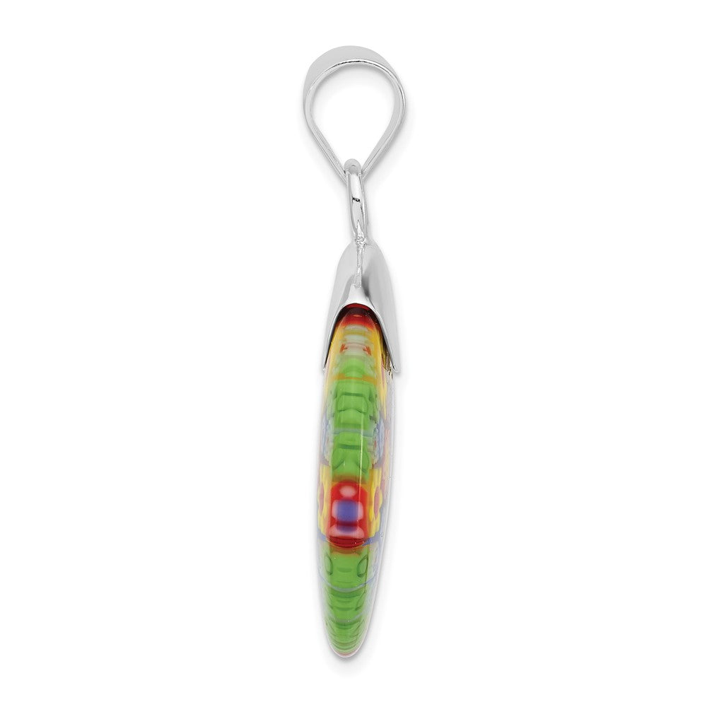Sterlingsilber Poliert Multicolored Glas Fantasie Rund Anhänger