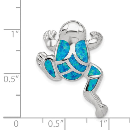 Sterlingsilber Rhodiniert Erzeugt Blau Opal Einlage Frosch Anhänger
