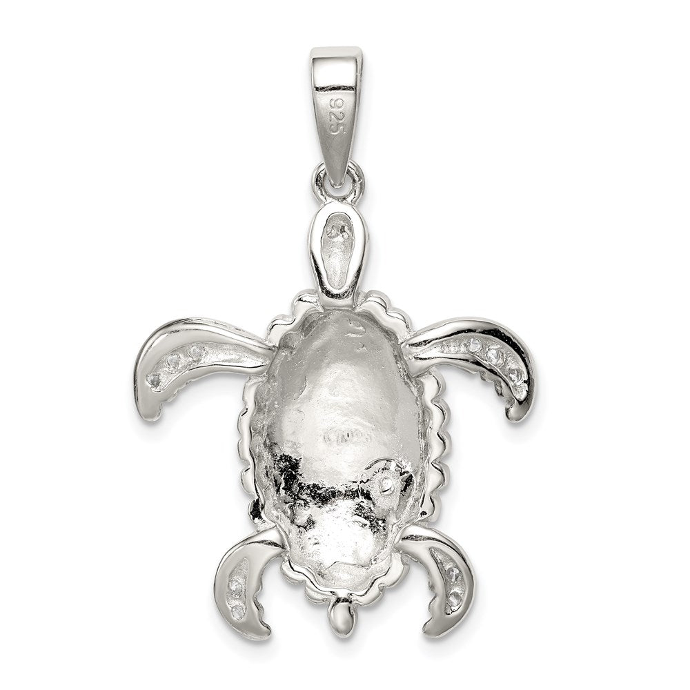 Sterlingsilber Rhodiniert Erzeugt Blau Opal Einlage/cz Tortoise Anhänger