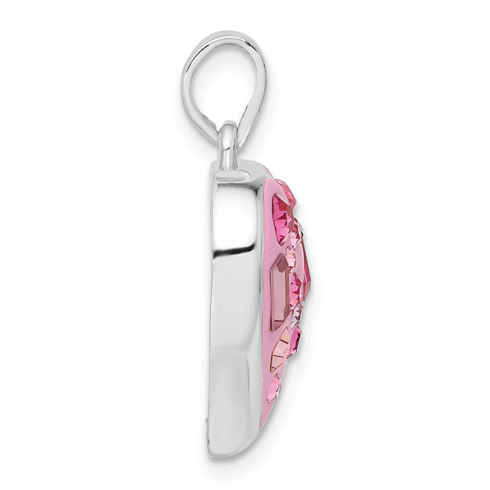 Sterlingsilber Rosa Stellux Kristall & Emailliert Herz Anhänger