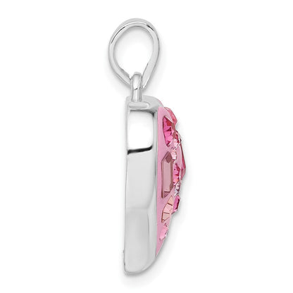 Sterlingsilber Rosa Stellux Kristall & Emailliert Herz Anhänger