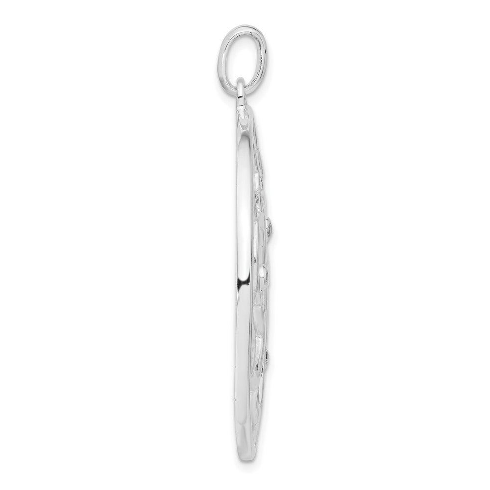 Sterlingsilber Weiß Zirkonia Fantasie Rund Anhänger
