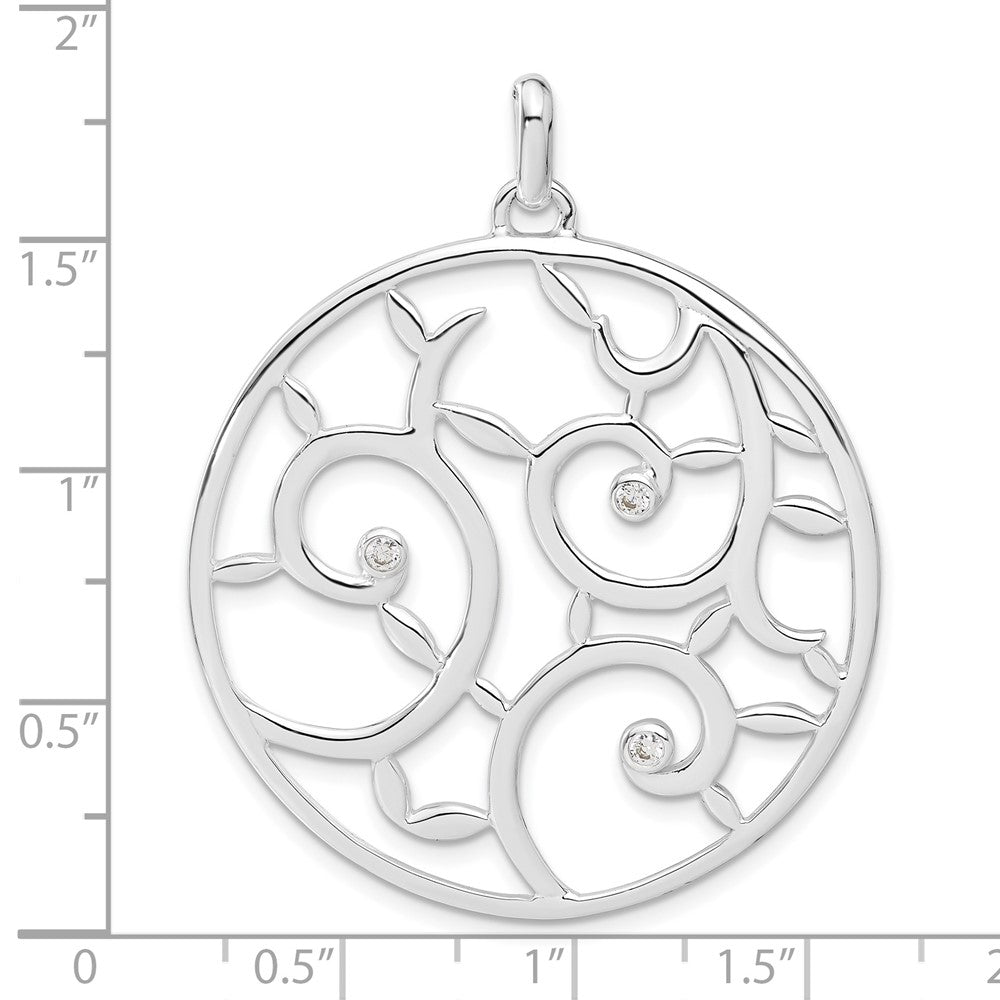Sterlingsilber Weiß Zirkonia Fantasie Rund Anhänger
