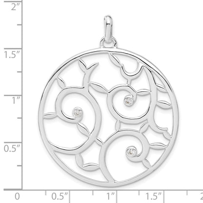 Sterlingsilber Weiß Zirkonia Fantasie Rund Anhänger