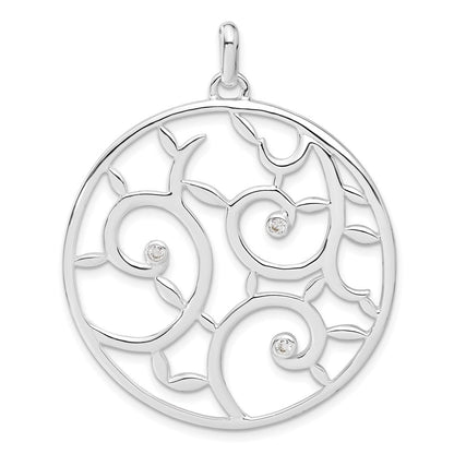 Sterlingsilber Weiß Zirkonia Fantasie Rund Anhänger