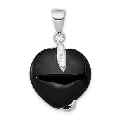 Sterlingsilber Onyx Herz Anhänger