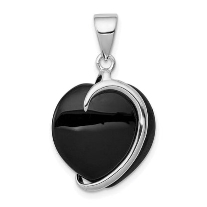 Sterlingsilber Onyx Herz Anhänger
