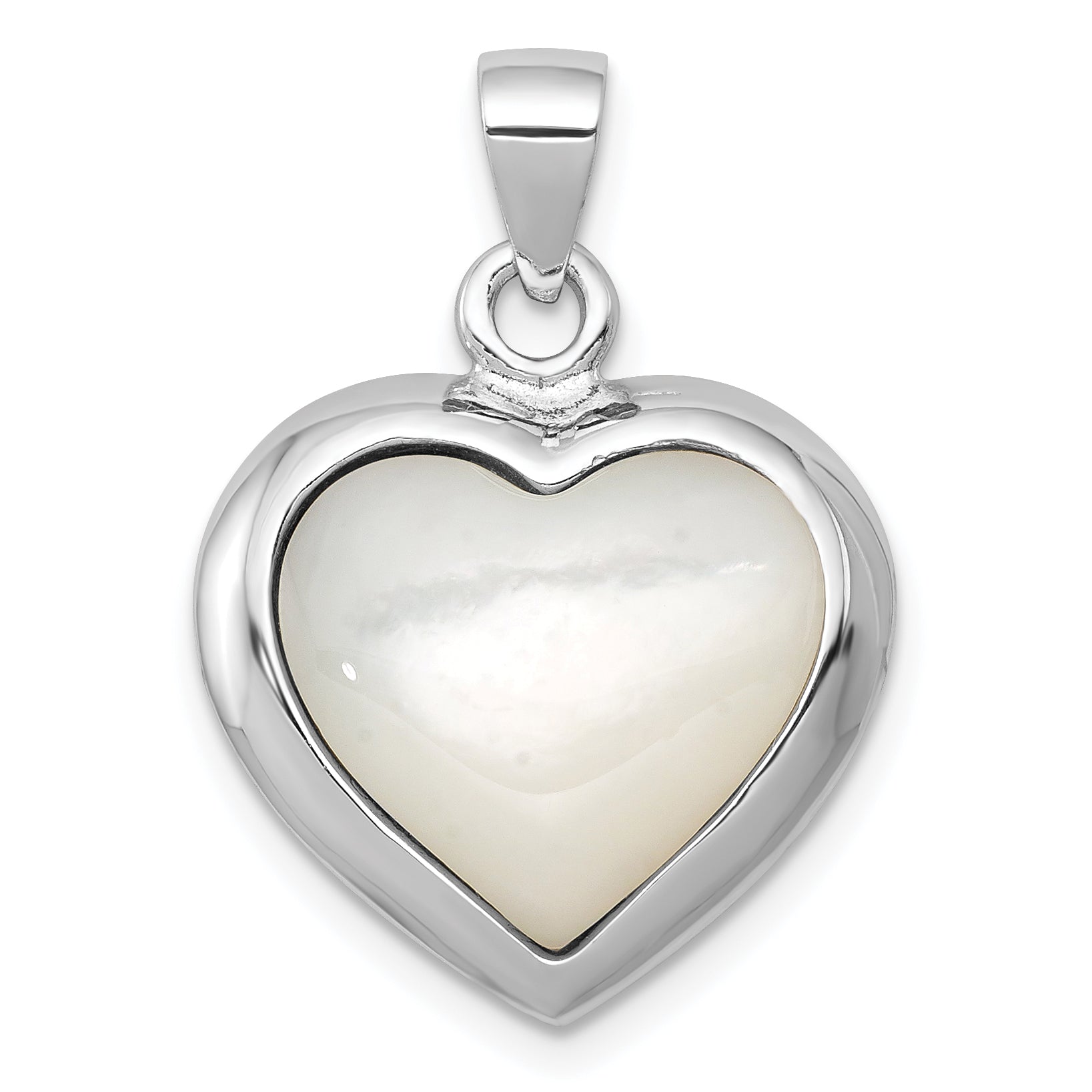 Sterlingsilber Rhodiniert Onyx/perlmutt Wendbar Herz Anhänger