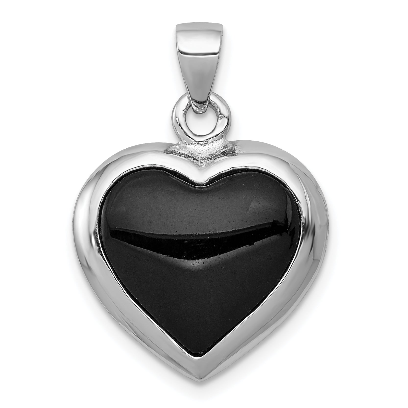 Sterlingsilber Rhodiniert Onyx/perlmutt Wendbar Herz Anhänger