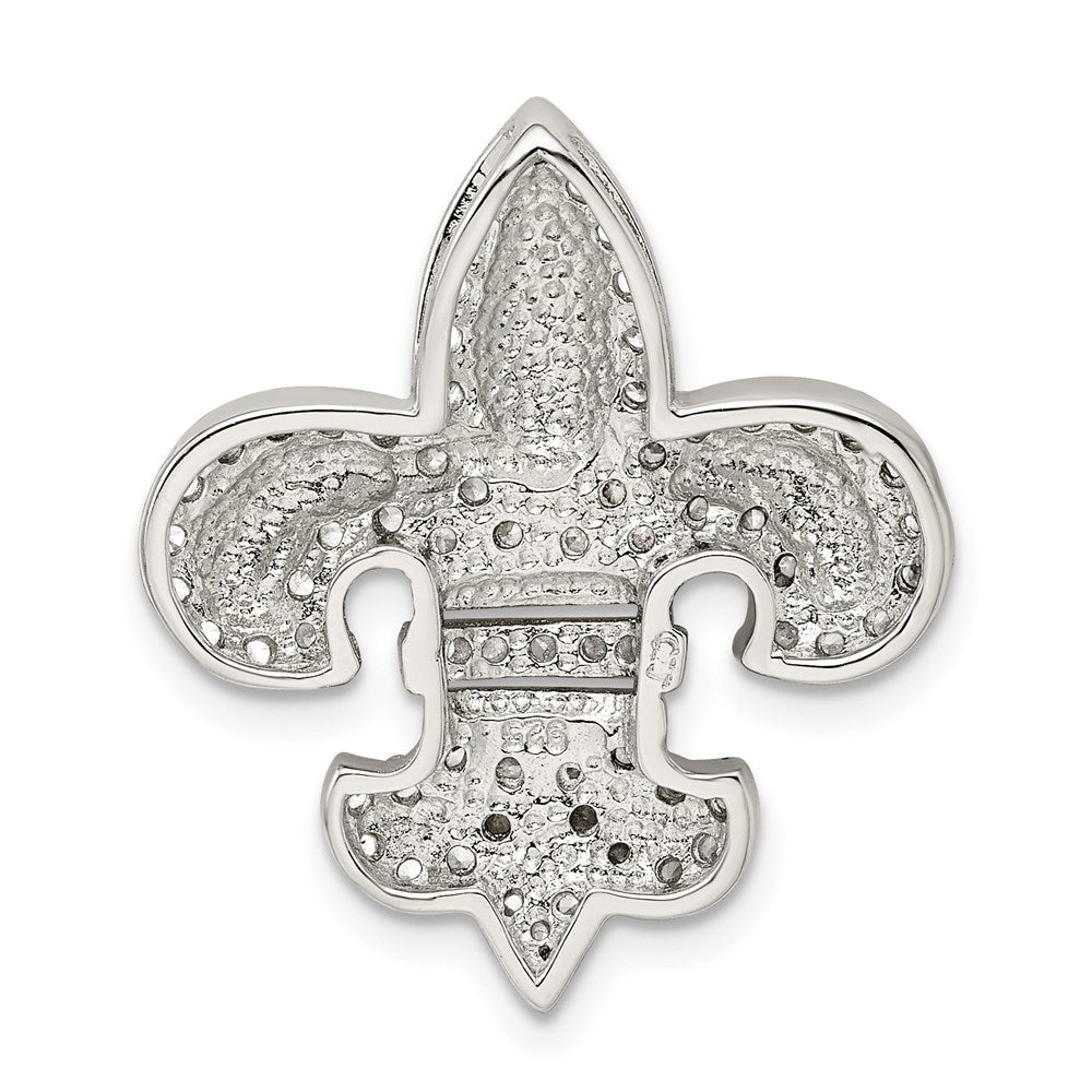 Sterlingsilber Zirkonia Fleur De Lis mit Glanz Vergoldet Kette Anhänger