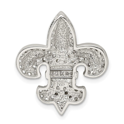 Sterlingsilber Zirkonia Fleur De Lis mit Glanz Vergoldet Kette Anhänger