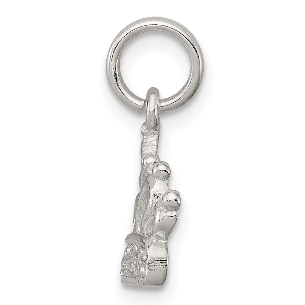 Sterlingsilber Rhodiniert Zirkonia Poliert Krone Charm