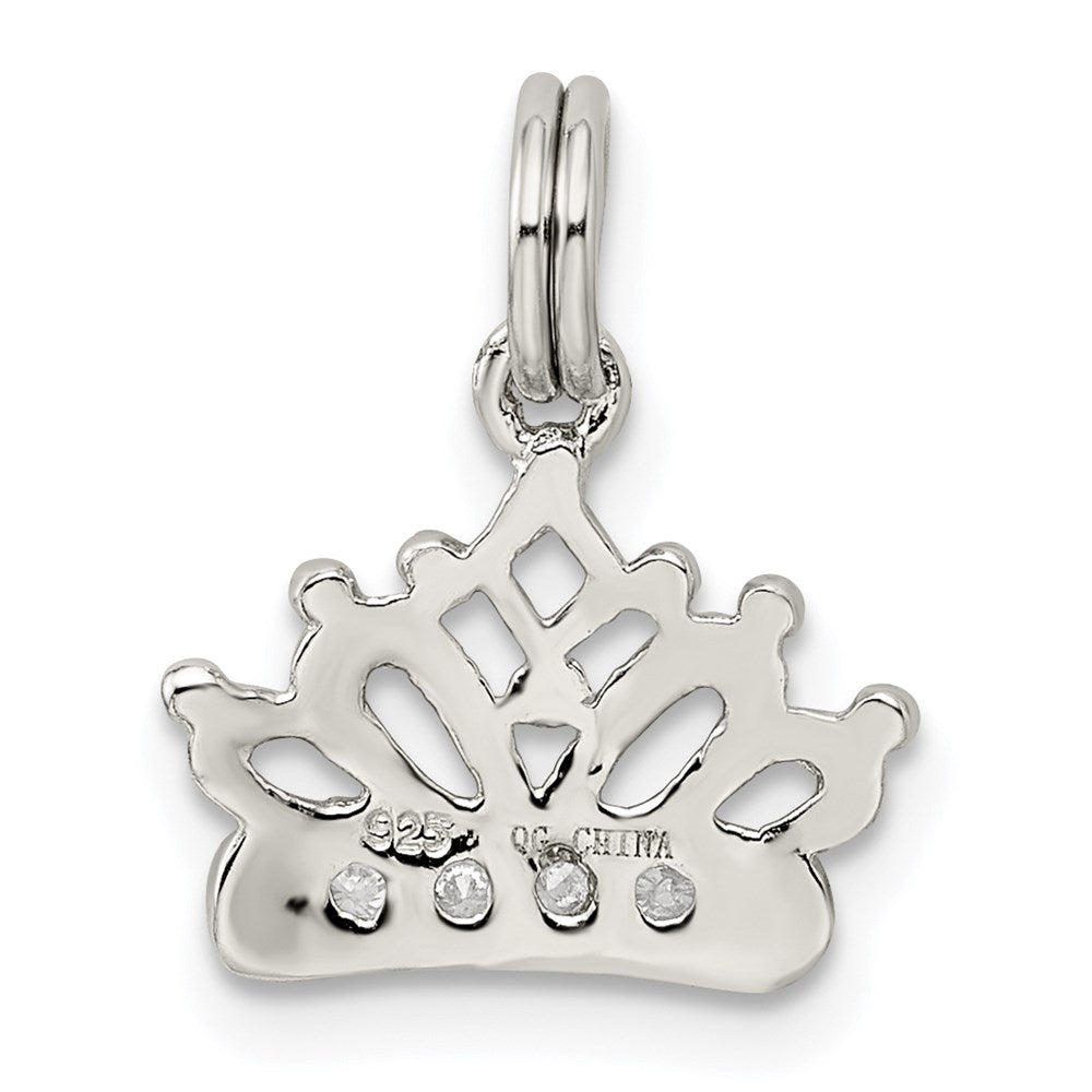 Sterlingsilber Rhodiniert Zirkonia Poliert Krone Charm