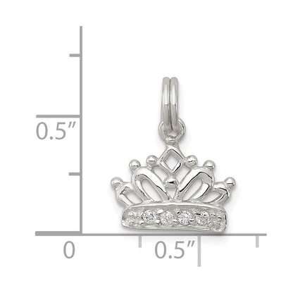 Sterlingsilber Rhodiniert Zirkonia Poliert Krone Charm