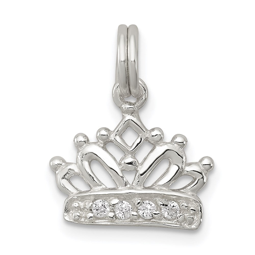 Sterlingsilber Rhodiniert Zirkonia Poliert Krone Charm