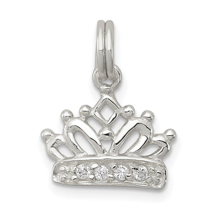 Sterlingsilber Rhodiniert Zirkonia Poliert Krone Charm