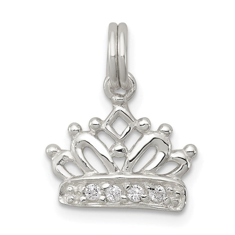 Sterlingsilber Rhodiniert Zirkonia Poliert Krone Charm