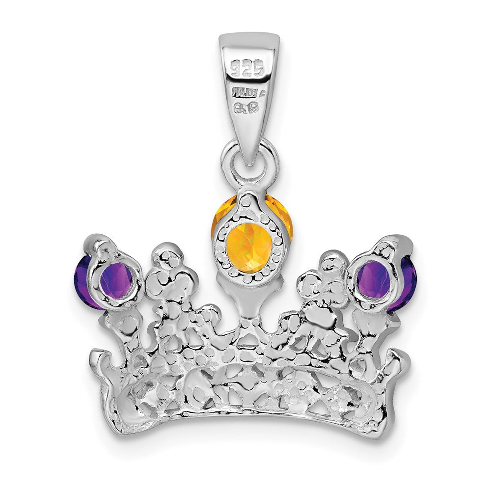 Sterlingsilber Citrin & Amethyst Poliert Krone Anhänger