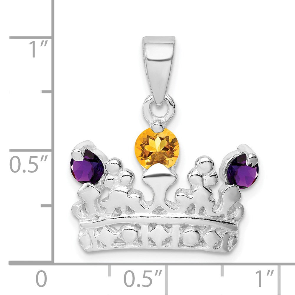 Sterlingsilber Citrin & Amethyst Poliert Krone Anhänger