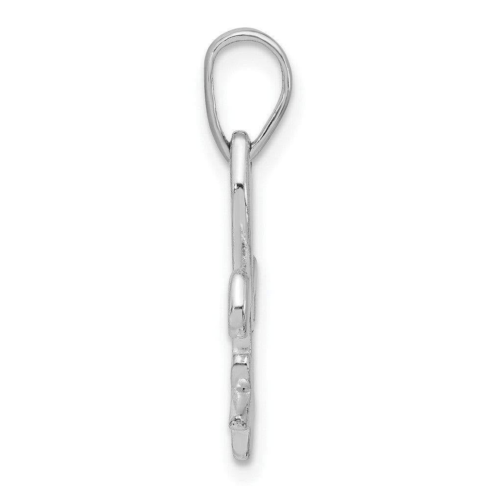 Sterlingsilber Poliert Fleur De Lis Hängend Anhänger