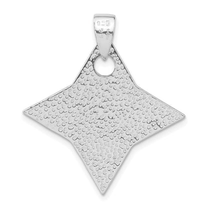 Sterlingsilber Poliert Schwarz Emailliert Fleur De Lis Anhänger